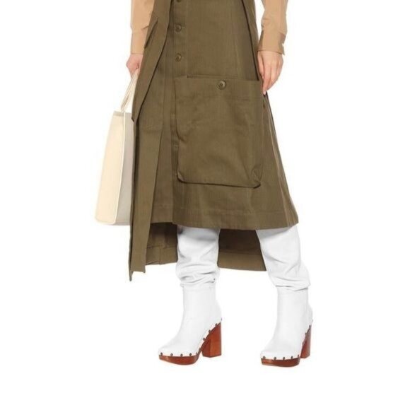 Jacquemus Les Bottes Sabots Hautes Over-the-Knee Boots White Leather Clog Heel U - Picture 3 of 14